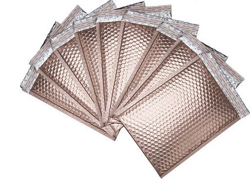 Hot Stamping Glossy Rose Gold เมทัลลิก Bubble Mailers Odor Proof